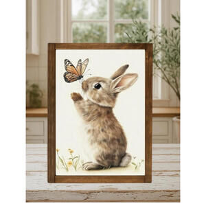 EASTER BUTTERFLY BUNNY FRAMED PRINT